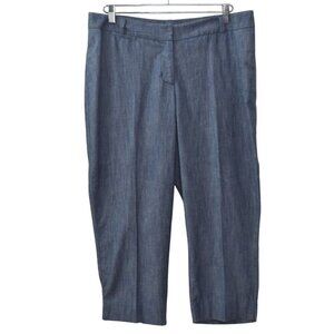 Talbots Signature Cropped Pants Womens 14P Cotton Blue Chic Timeless Classic